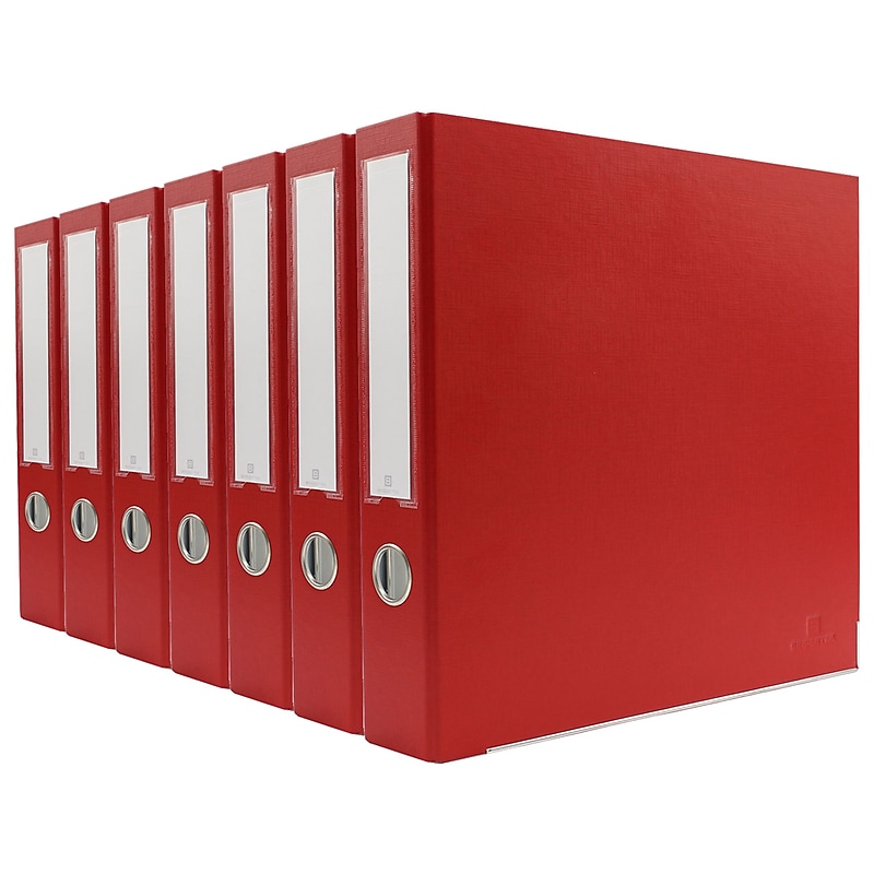 Bindertek Premium 1 1/2" 3-Ring Non-View Binders, D-Ring, Red, 7/Pack (3SLPACK-RD) image 1