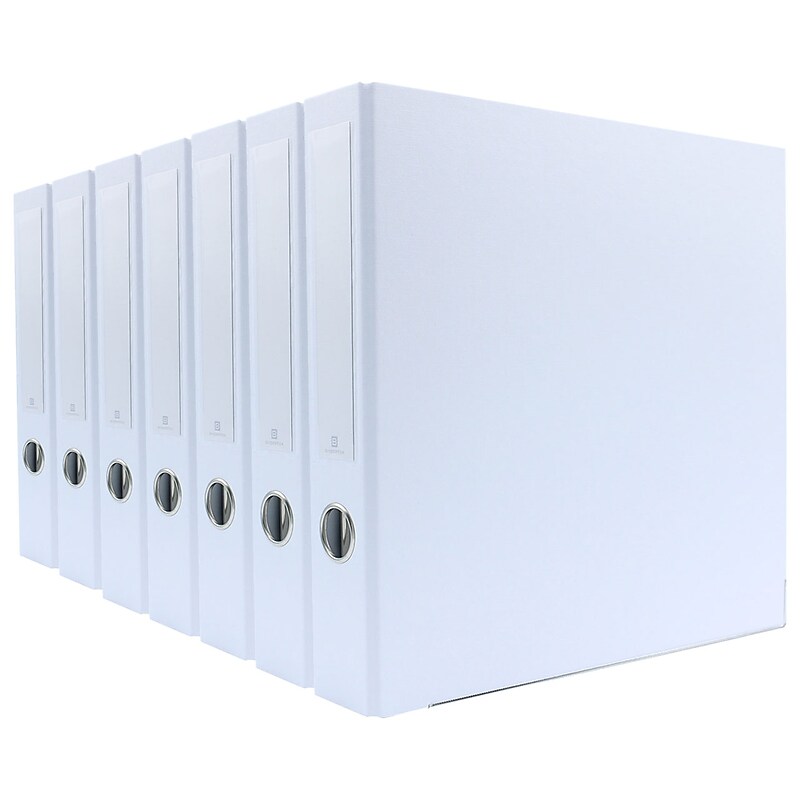 Bindertek Premium 1 1/2" 3-Ring Non-View Binders, D-Ring, White, 7/Pack (3SLPACK-WH) image 1