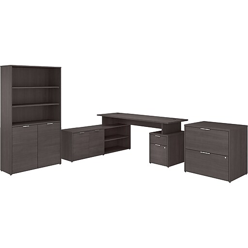 Bush Business Furniture Jamestown 72"W L Shaped Desk with Lateral File