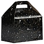 JAM Paper Gable Gift Box with Handle, Medium, 4 x 8 x 5 1/4, Black Shooting Stars Design (4353517)~#|#~sp75935346_sc7