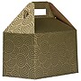 JAM Paper Gable Gift Box with Handle, 4" x 8" x 5.25", Green/Gold Swirl (4353522)~#|#~sp75935350_sc7