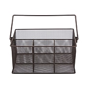 Mind Reader 4-Compartment Steel Storage Basket Organizer, Brown (MESHBASKET-BRN)
