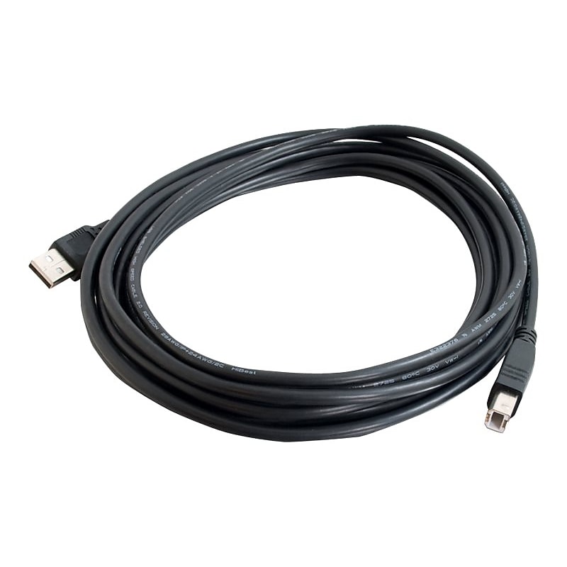 C2G 6.56 ft. USB A Male/B Male, Black (28102) image 1