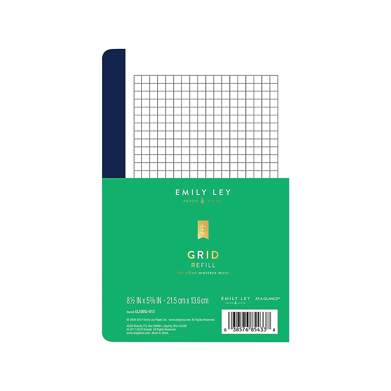 Undated AT-A-GLANCE 5.38" x 8.5" Refill, Emily Ley Grid, White (EL100G-013) image 1
