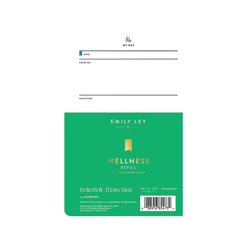 Undated AT-A-GLANCE 5.38" x 8.5" Refill, Emily Ley Wellness, White (EL100W-033) image 1