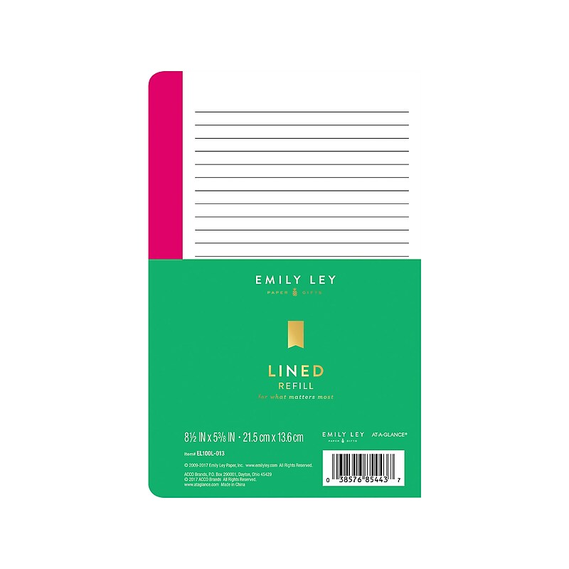 Undated AT-A-GLANCE 5.38" x 8.5" Refill, Emily Ley Lined, White (EL100L-013) image 1