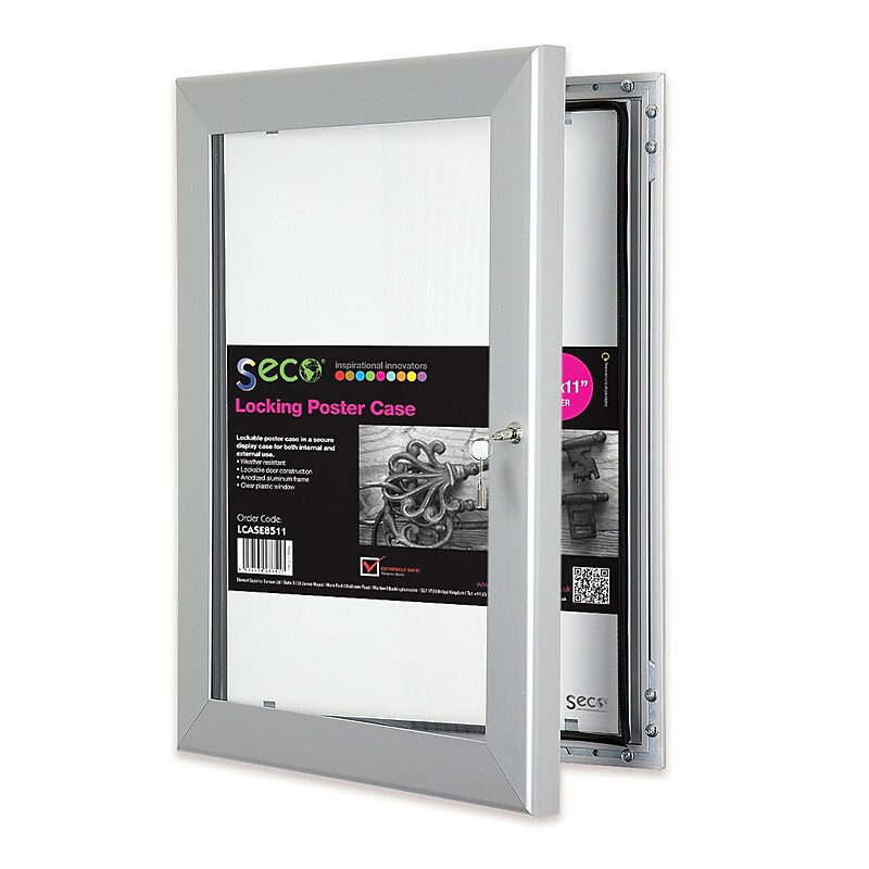 Seco Locking 8.5" x 11" Metal Poster Frames, Silver (LCASE8511) image 1