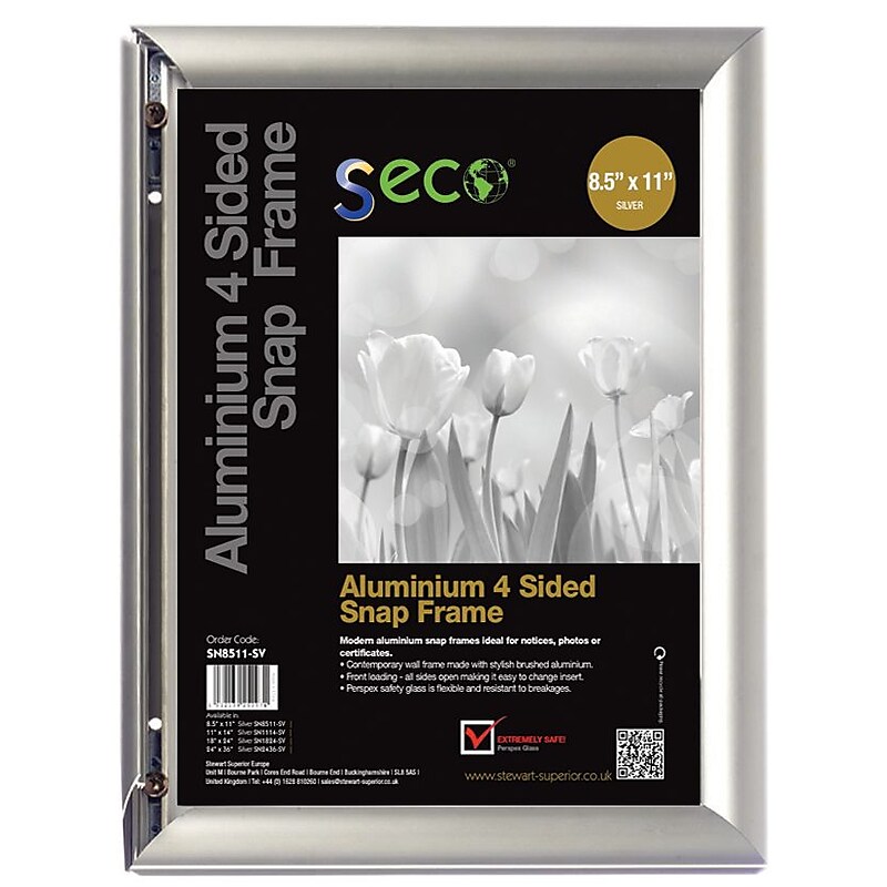 Seco 8.5" x 11" Metal Poster Frame, Aluminum (SN8511-SV) image 1