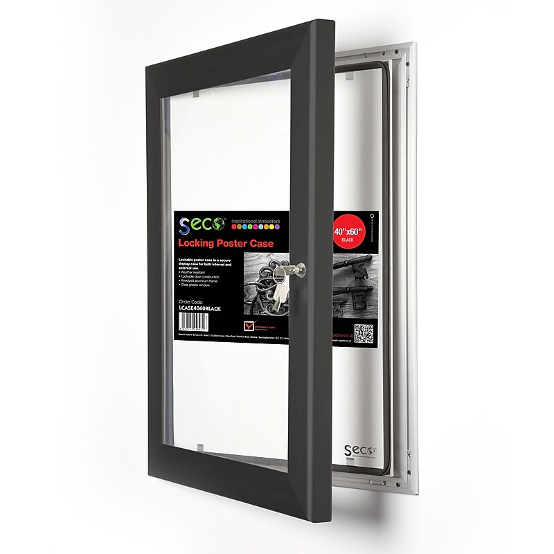 Seco Locking 30" x 40" Metal Poster Frame, Black (LCASE4060BLACK) image 1