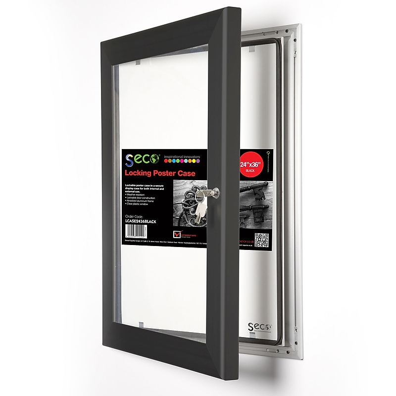 Seco Locking 24" x 36" Metal Poster Frame, Black (LCASE2436BLACK) image 1