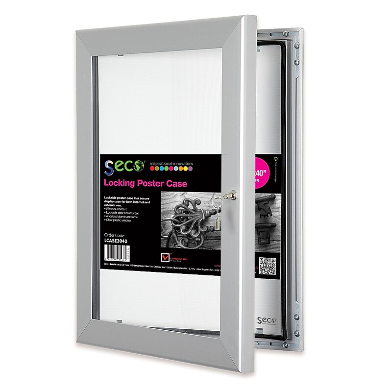 Seco Locking 30" x 40" Metal Poster Frame, Silver (LCASE3040) image 1