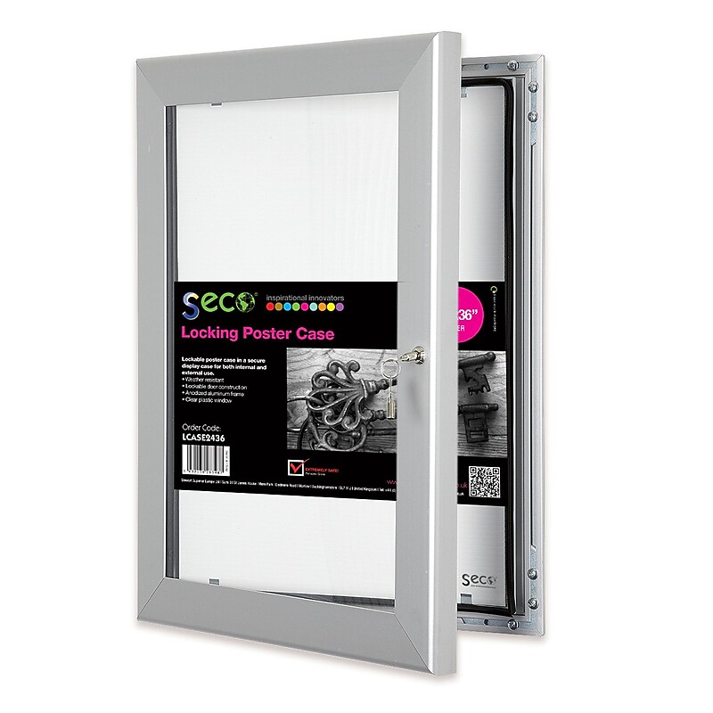 Seco Locking 24" x 36" Metal Poster Frame, Silver (LCASE2436) image 1
