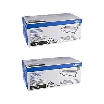 Brother TN-750 Black High Yield Toner Cartridge, 2/Pack (TN7502PK)