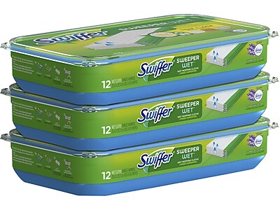 Swiffer Sweeper Wet Refill Cloths, Adjustable Length, 12 Cloths/Pack, 3/Pack (55311),Size: med