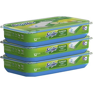 Swiffer Sweeper Wet Refill Cloths, Adjustable Length, 12 Cloths/Pack, 3/Pack (55311),Size: med