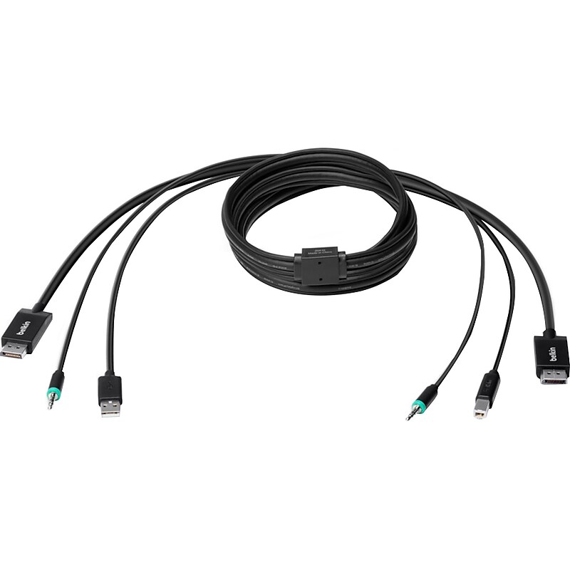Belkin DisplayPort/USB Type-B/Audio to DisplayPort/USB Type-A/Audio Cable Kit, Male to Male (F1D9019B06T) image 1