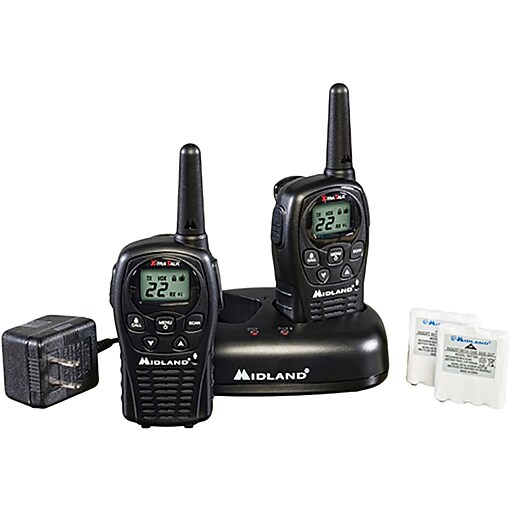 MIDLAND RADIO WALKIE TALKIE LXT500VP3 Two Way Radios, Black, 2/Pack Staples