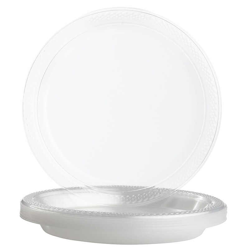JAM Paper 7" Plastic Plates, Clear, 20/Pack (7255320678) image 1