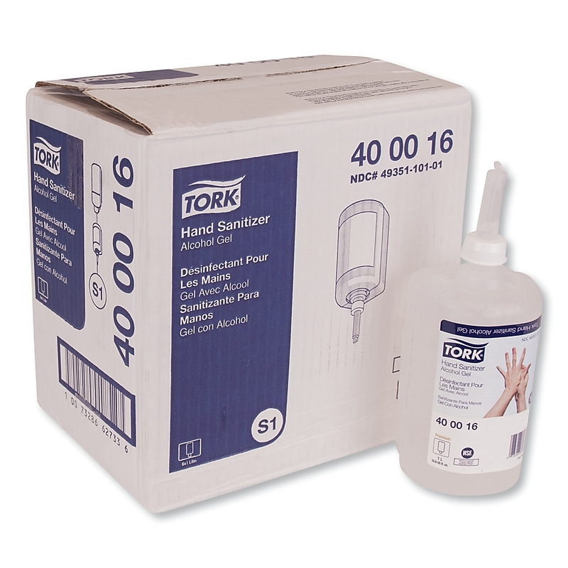 Tork Premium Alcohol Gel Hand Sanitizer, 33.8 oz., Light Scent, 6/Carton (400016) image 1
