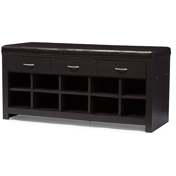 Baxton Studio Espresso 41.8'' W x 15.6'' D Shoe Cabinet, Dark