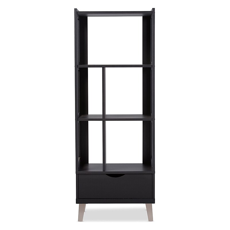 Baxton Studio Kalien 62.4"H 5-Shelf Bookcase, Dark Brown (6465-STPL) image 1