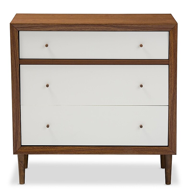 Baxton Studio Harlow 35.14'' W x 16.3'' D Storage Cabinet, Brown and White (6782-STPL) image 1