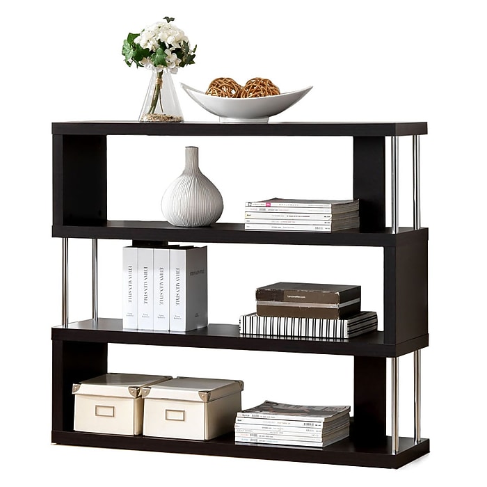 Baxton Studio Barnes 43.38'' W x 11.5'' D Bookshelf, Dark Brown