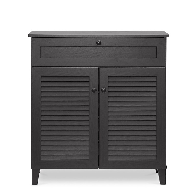 Baxton Studio Calvin 30.75'' W x 14.63'' D Storage Cabinet, Dark Brown (5305-STPL) image 1