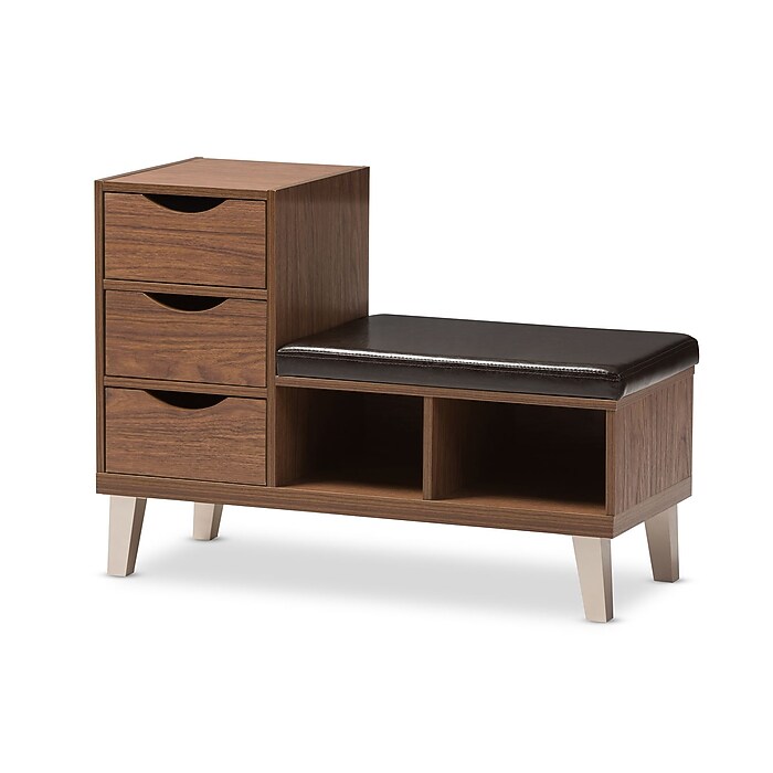 Baxton Studio Arielle 35.1'' W x 15.21'' D Shoe Cabinet, Walnut