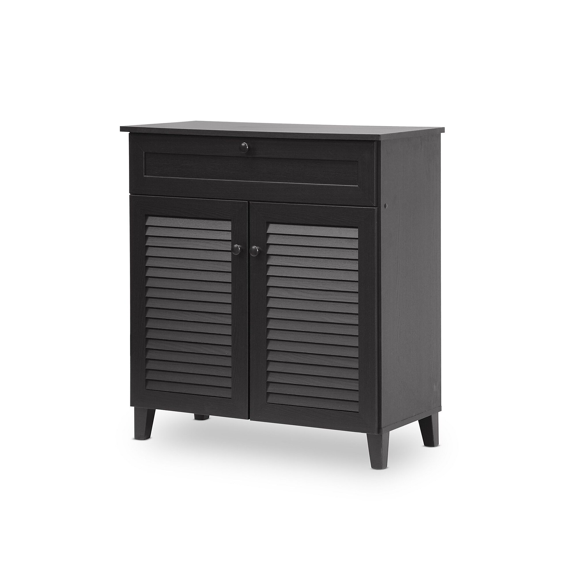 Baxton Studio Calvin 30.75” W x 14.63” D Storage Cabinet, Dark Brown (5305-STPL) Sansujyuku sansujyuku.com