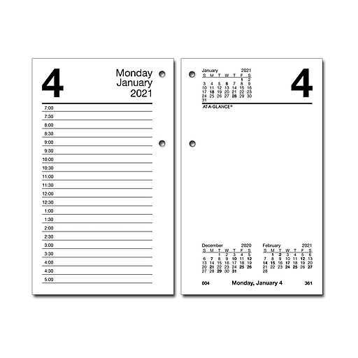 2021 ATAGLANCE 6" x 3.5" LooseLeaf Desk Refill Calendar, White (E717