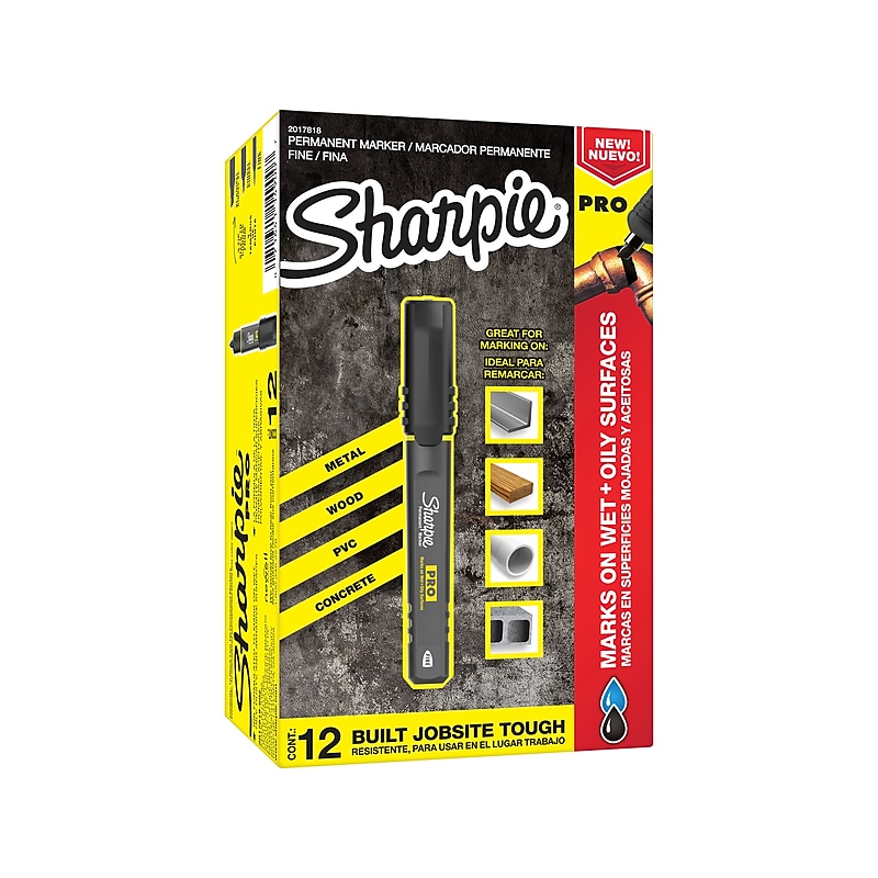 Sharpie PRO Permanent Markers, Fine Tip, Black, 12/Pack (2017818) image 1
