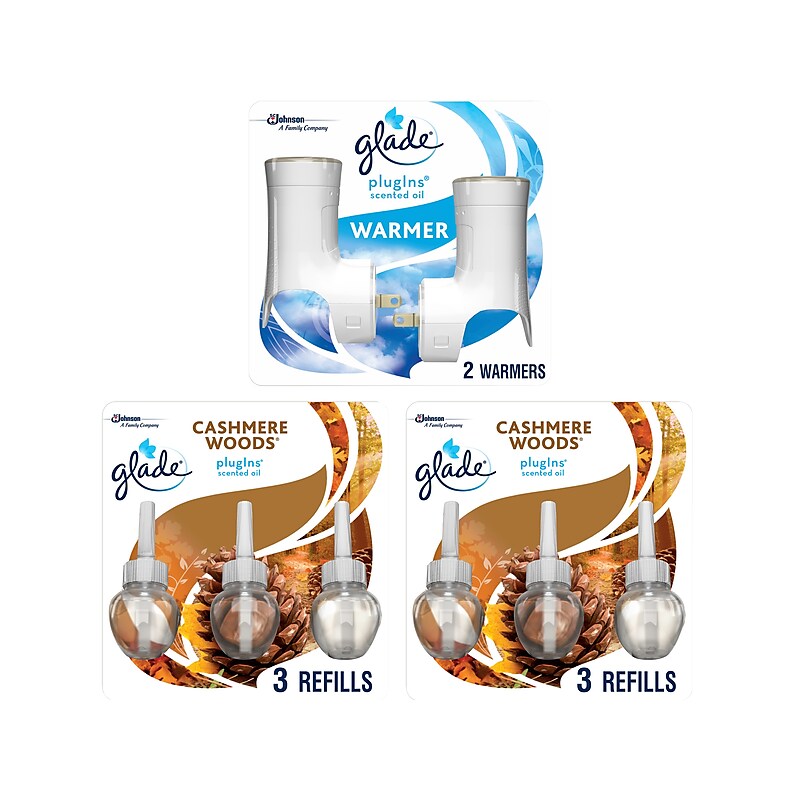 Glade PlugIns Scented Oil & Holders, Cashmere Woods, 0.67 Oz., 8/Pack (328607) image 1