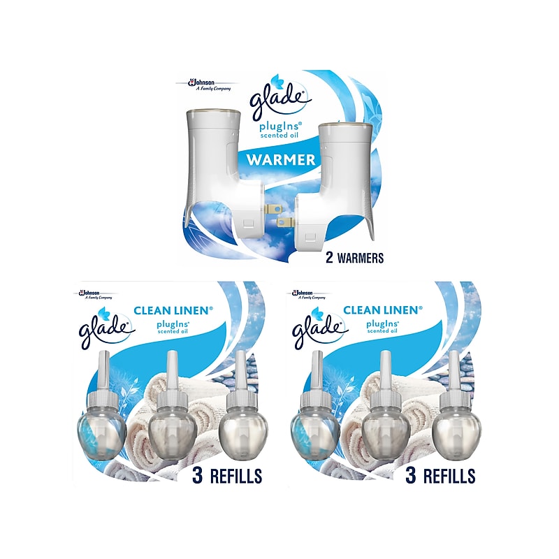 Glade PlugIns Scented Oil & Holders, Clean Linen, 0.67 Oz., 8/Pack  (313803) image 1