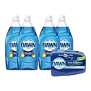 Dawn Ultra Liquid Dish Soap plus Sponge, Original Scent, 19.4 Oz., 4/Carton (89271)