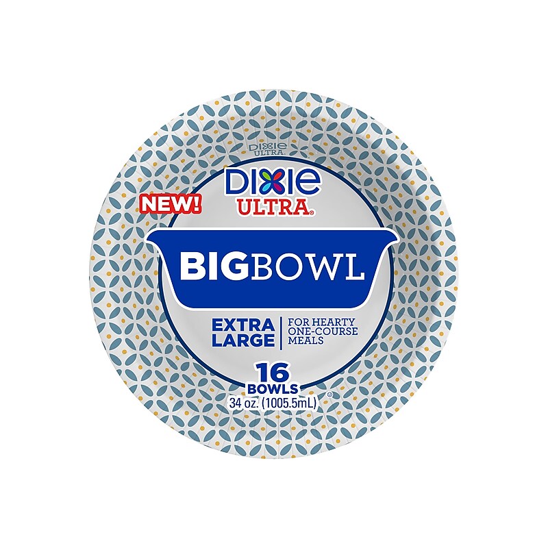 Dixie Ultra Big Bowl Paper Standard, 34 Oz., Multicolor, 16/Pack (16223/01C) image 1