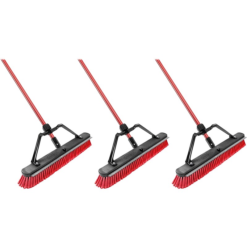 Libman Multi-surface 24" Push Broom, Red, 3/Pack (1230003) image 1