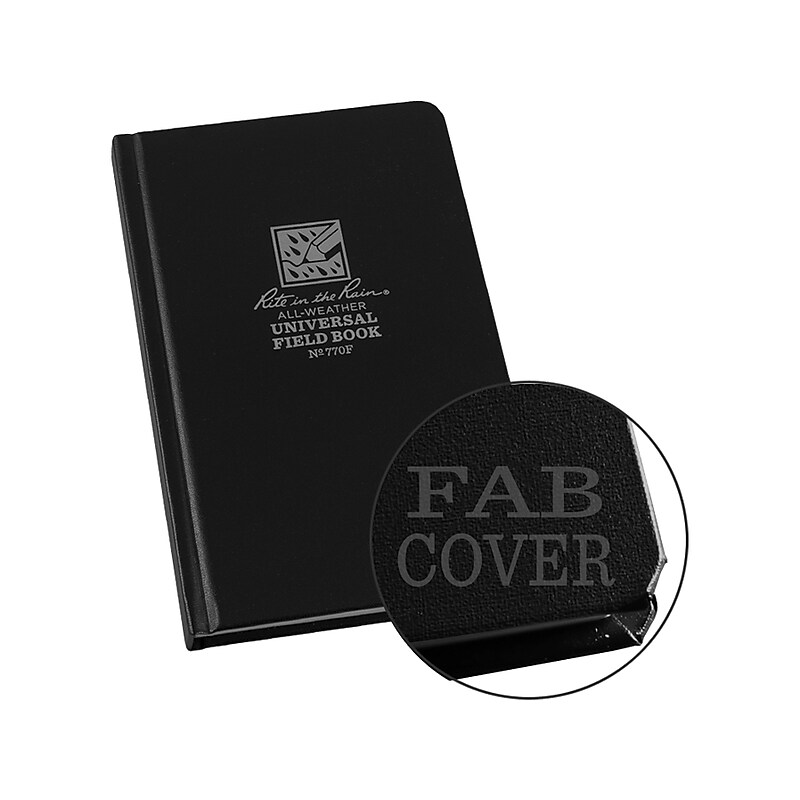 Rite In The Rain All-Weather Universal Memo Notebook, 4.38" x 7.25", Wide Ruled, 80 Sheets, Black (770F) image 1