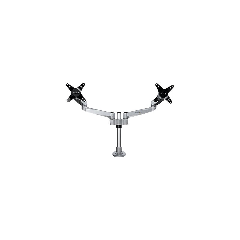 StarTech Desk Mount Dual Monitor Arm - Premium - For up to 27" Monitors, Up, Silver (ARMDUALPS) image 1