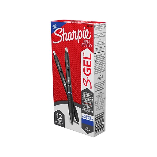 Sharpie SGel Retractable Gel Pens, 0.5 mm, Fine Point, Blue Ink, Dozen