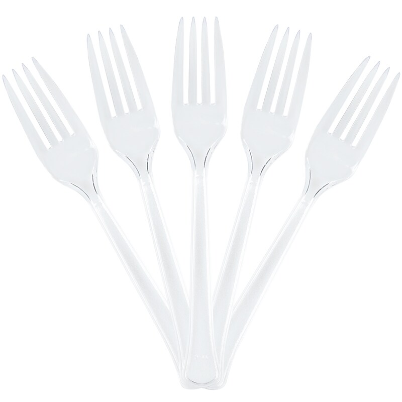 JAM Paper Premium Plastic Forks, Clear, 20 Disposable Forks/Pack (2255820743) image 1