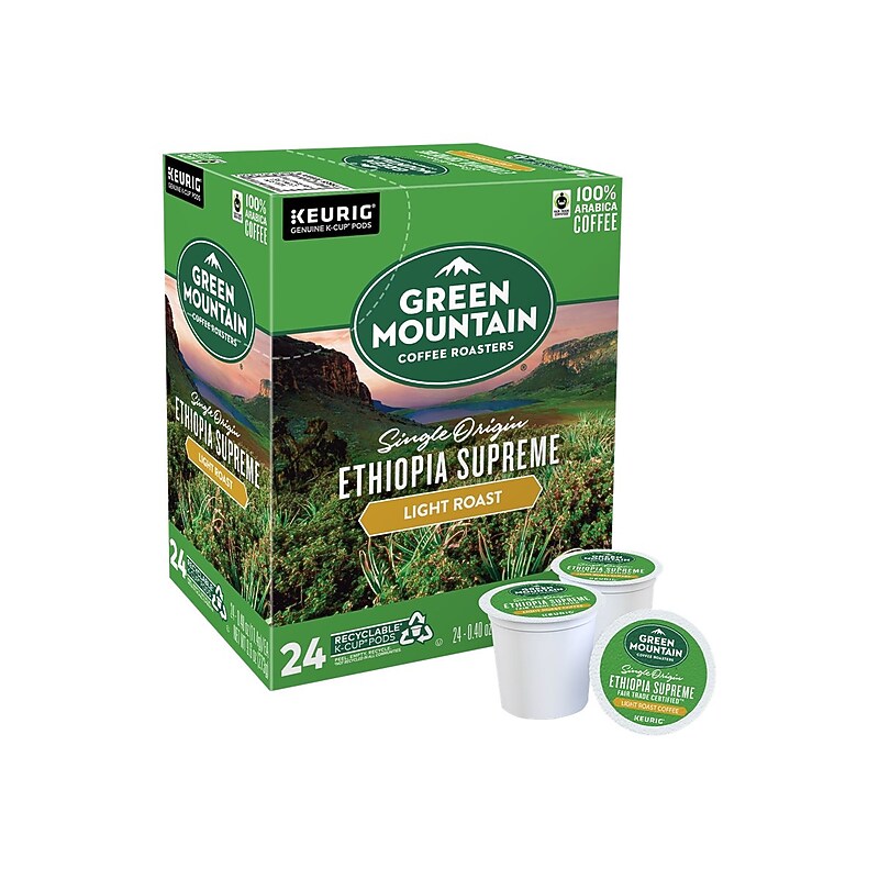 Green Mountain Ethiopia Supreme Caffeinated Coffee, Keurig® K-Cup® Pods, Light Roast, 24/Box (384886) image 1