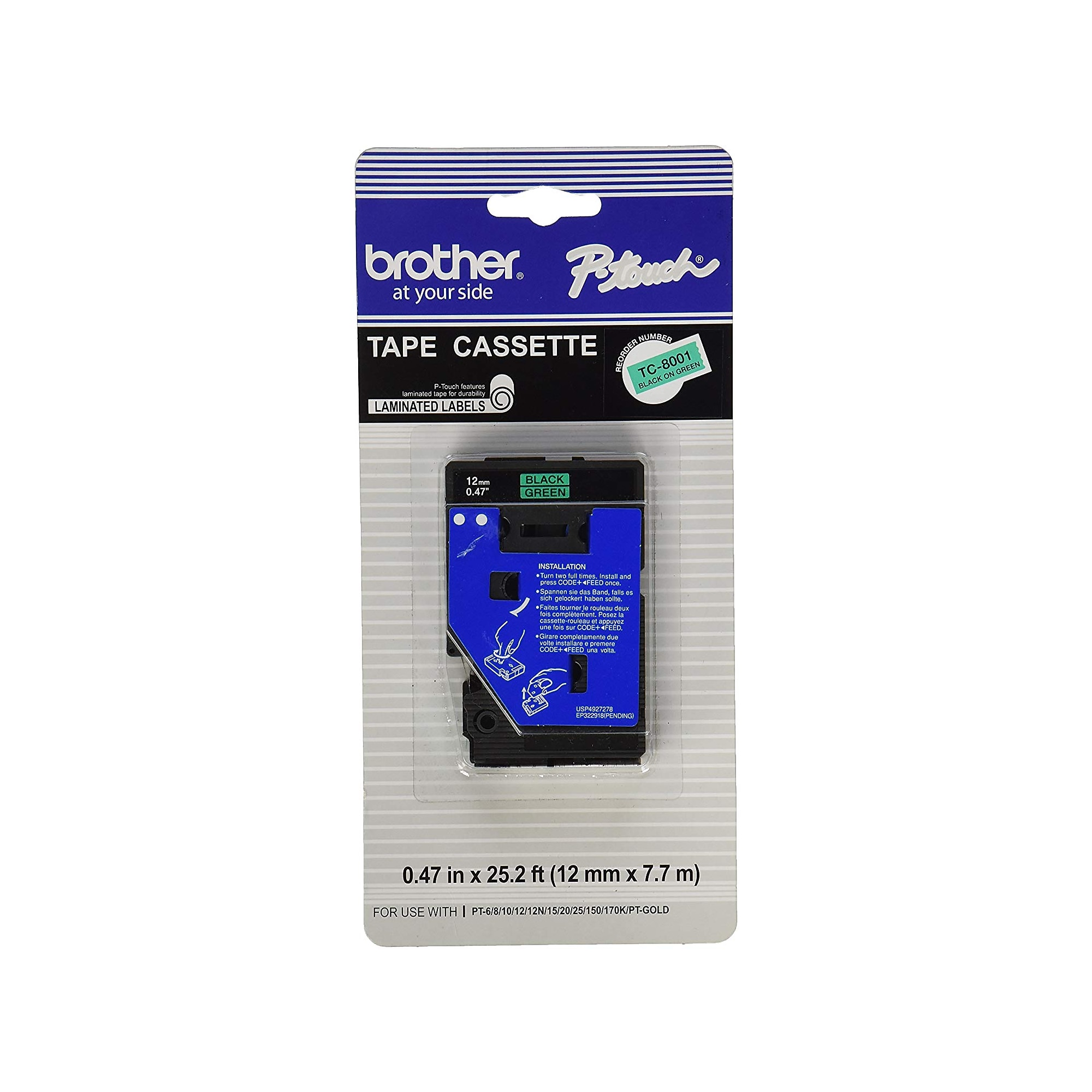 Brother TC TC-8001 Printer Label, 1/2″W, Black on Green Sansujyuku sansujyuku.com