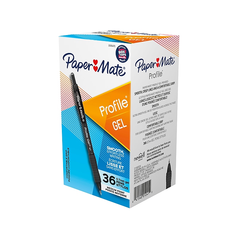 Paper Mate Profile Retractable Gel Pen, Medium Point, Black Ink, 36/Pack (2095473) image 1