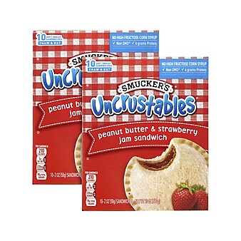 Smuckers Uncrustables Peanut Butter/Strawberry Jam Sandwich, 2 oz., 2/Box (903-00133)