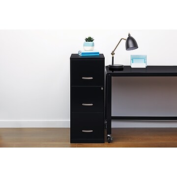 Staples 3-Drawer Light Duty Vertical File Cabinet, Locking, Letter, Black, 18"D (52151)