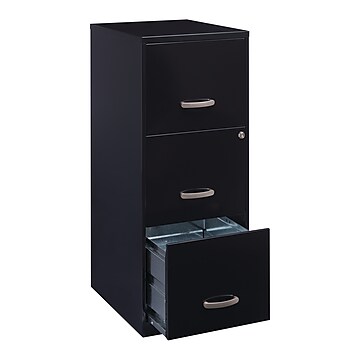Staples 3-Drawer Light Duty Vertical File Cabinet, Locking, Letter, Black, 18"D (52151)