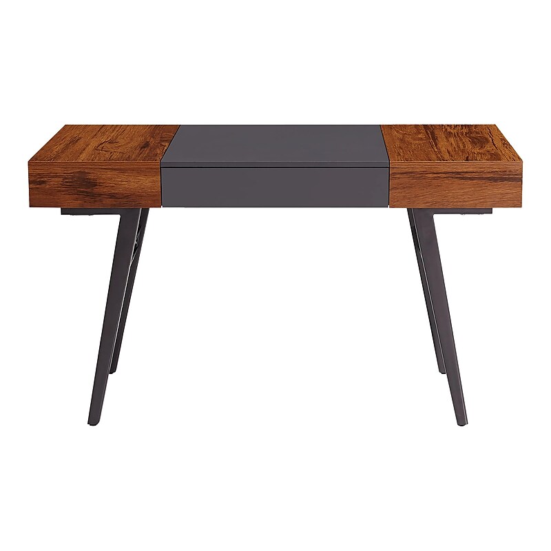 Techni Mobili Expandable 51" MDF Table Desk, Gray/Mahogany (RTA-1854-MAH) image 1