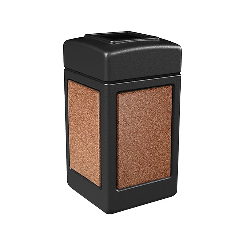 Commercial Zone StoneTec Polyethylene Trash Can with Lid, Black/Sedona, 42 Gal. (720314) image 1