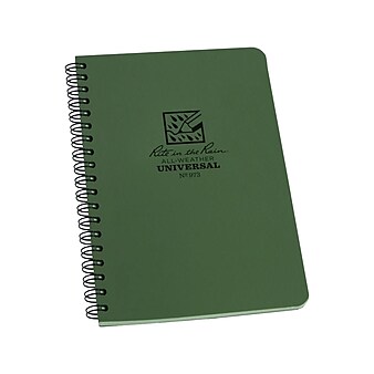 Rite in the Rain All-Weather Pocket Notebook, 4.88" x 7", Universal Ruled, 32 Sheets, Green (973)